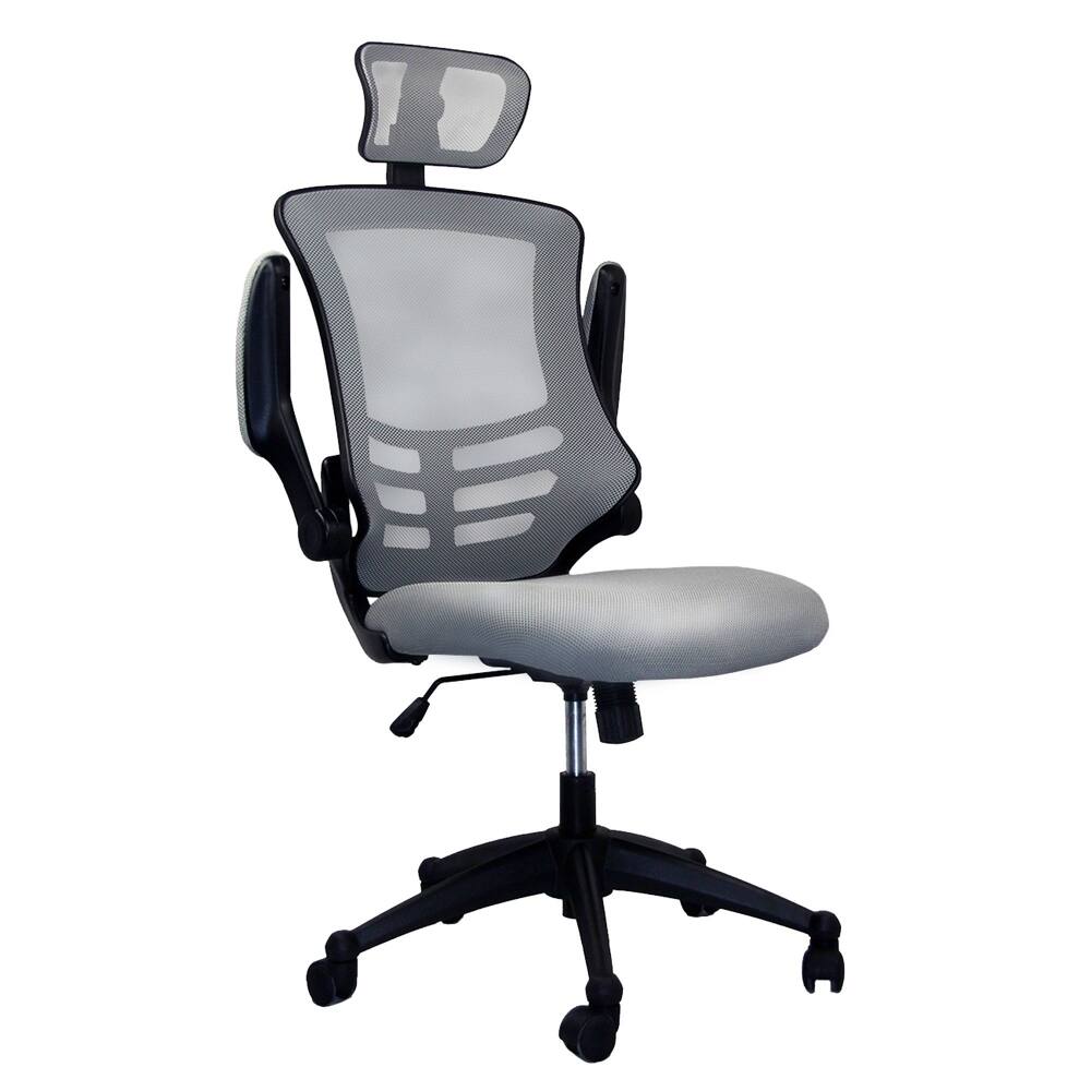 Angle. Loheer - Loheer High Back Mesh Office Chair Silver Grey Executive Desk Chair with Headrest - Silver Grey.