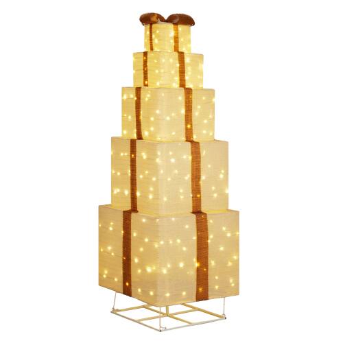 Alt View 7. Winado - Christmas Gift Present Boxes Tower 6FT with LED Lights Pre-lit, Pull Up for Indoor Outdoor Holiday Party Decorations - Beige.
