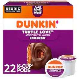 Dunkin' - Turtle Love Coffee Keurig K-Cup Pods, Dark Roast, 22/Box (5000367615)