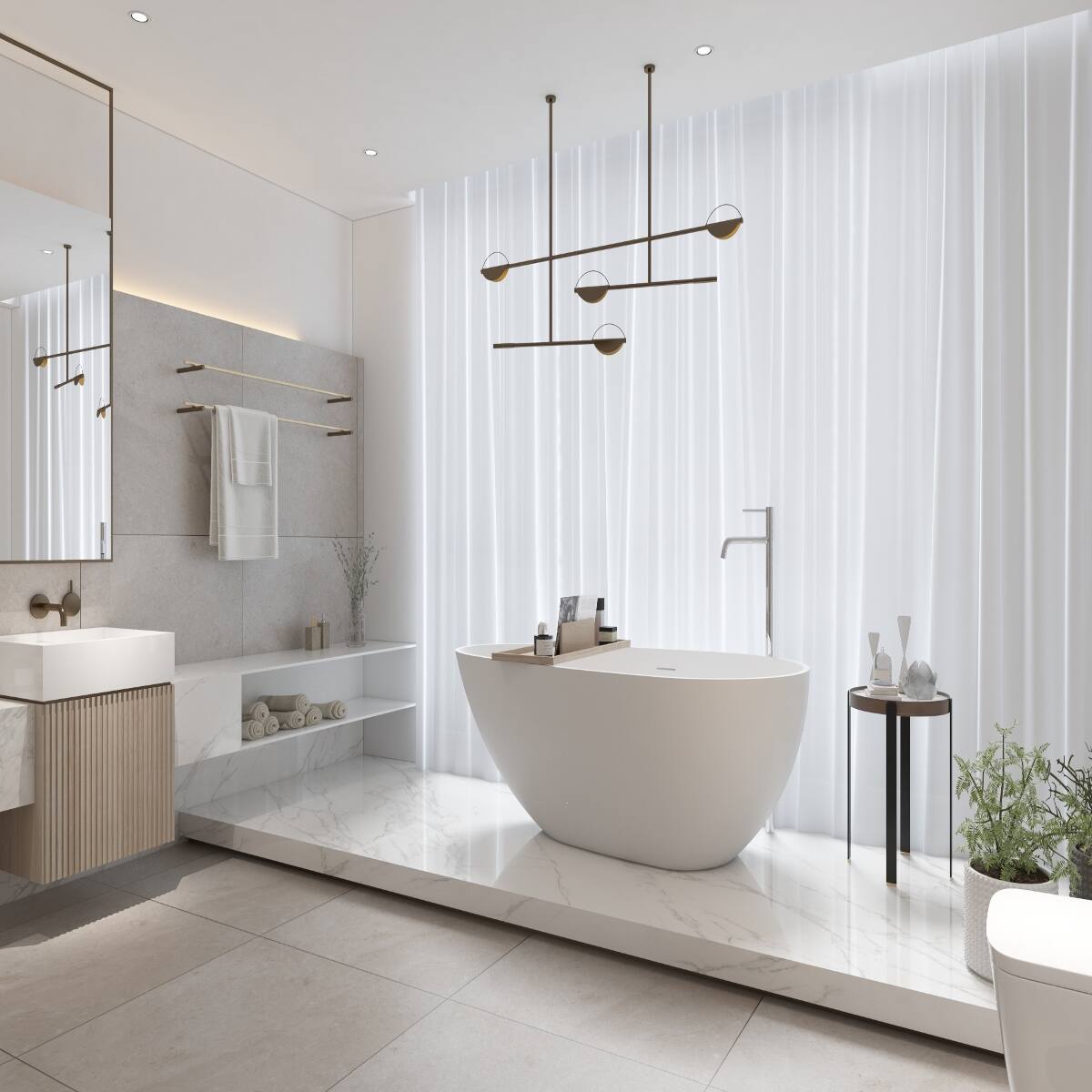 Front. Loheer - Loheer 59 in Freestanding Stone Resin Soaking Bathtub in Matte White with Center Drain and Overflow - Matte White.