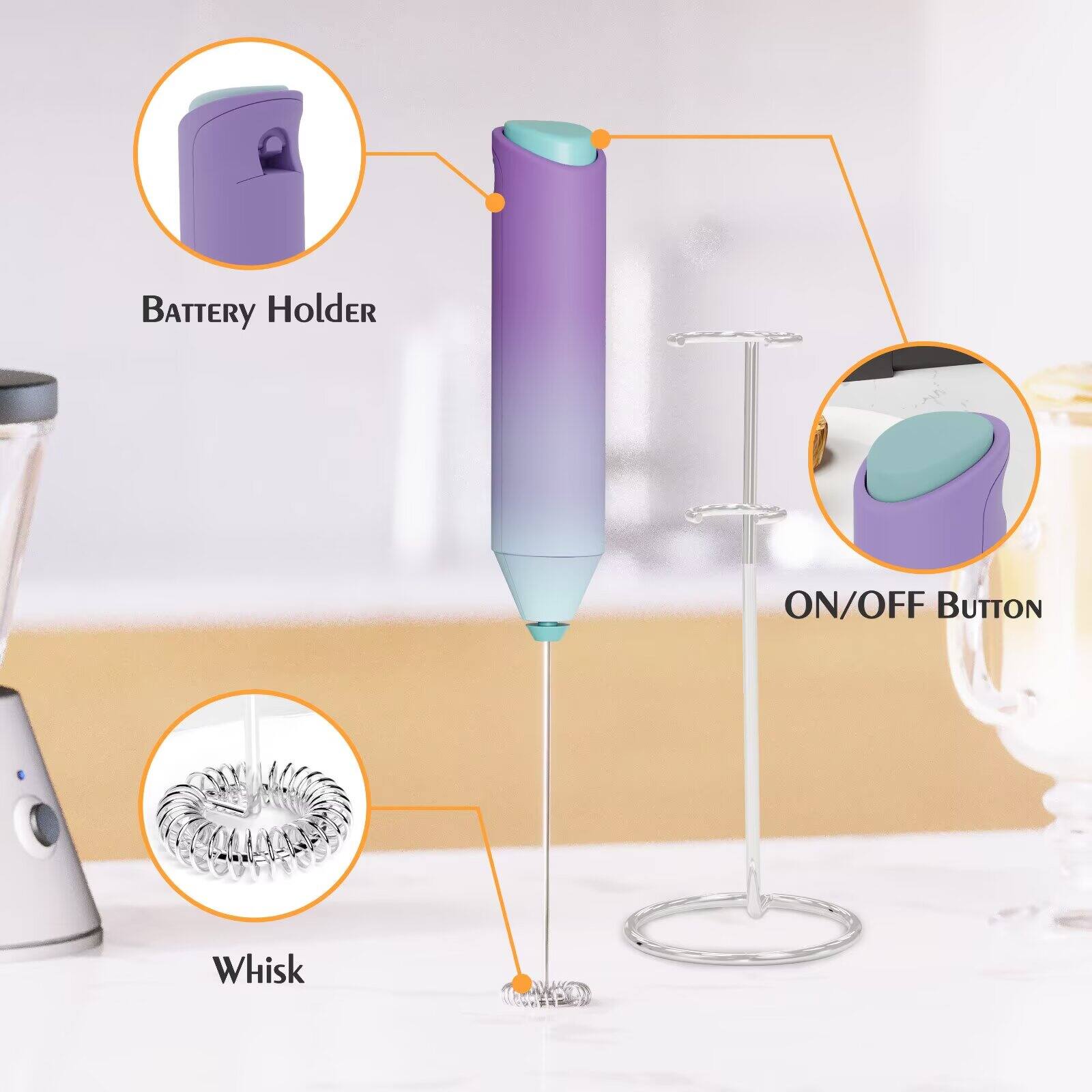 - Battery Holder
- ON/OFF Button
- Whisk