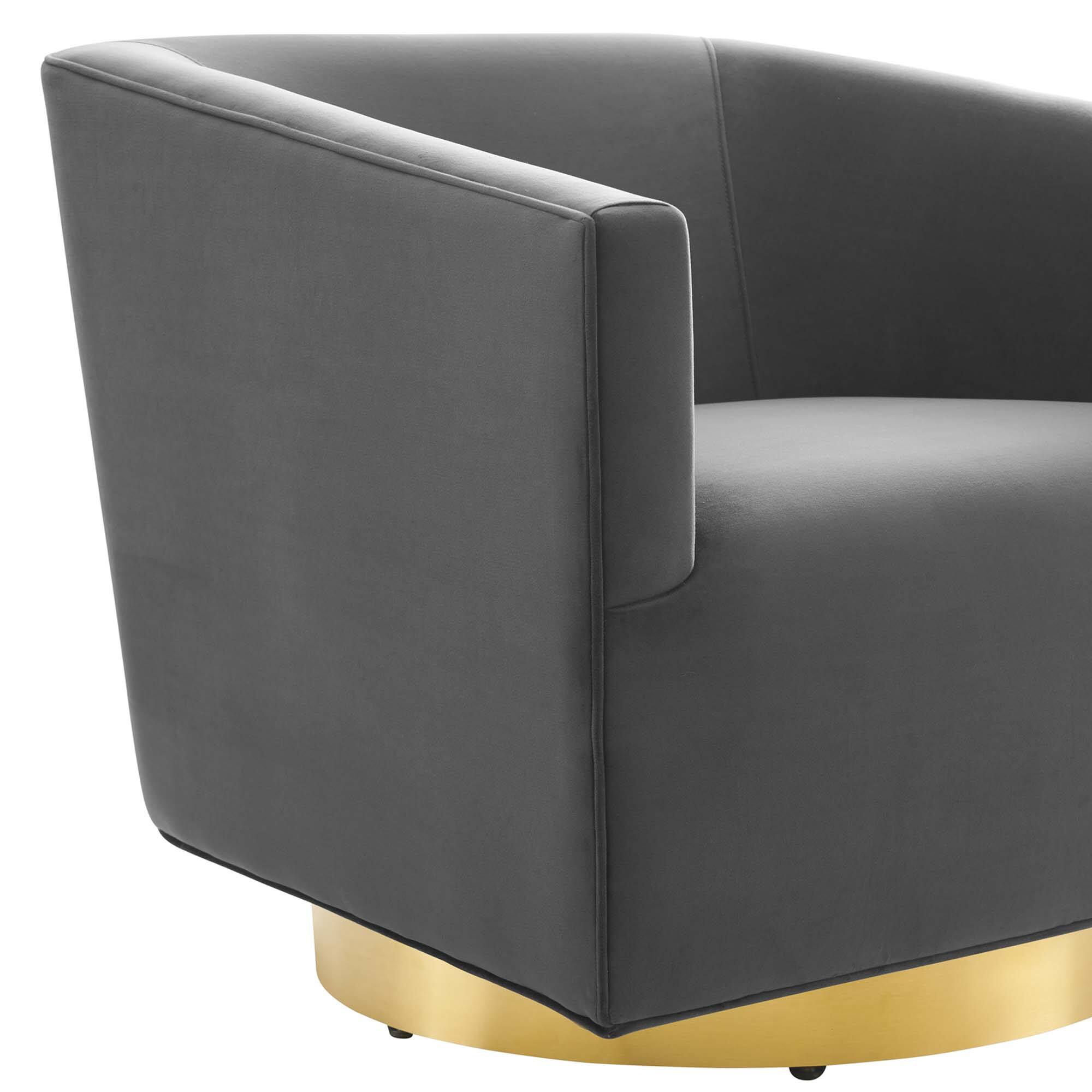 Alt View 4. Modway - Twist Accent Lounge Performance Velvet Swivel Chair by Modway - Gold Charcoal.