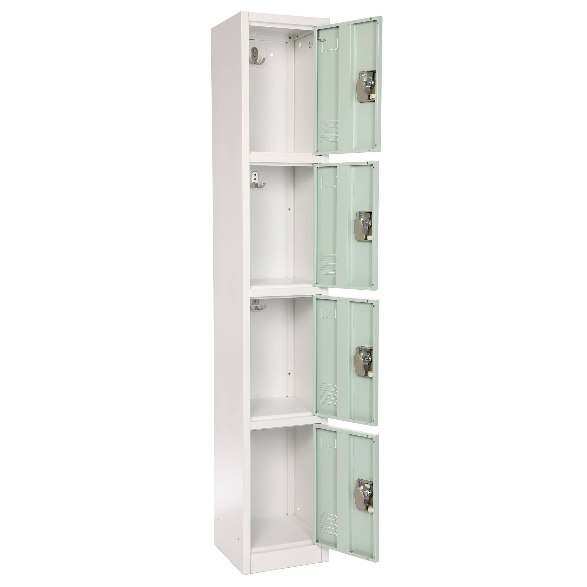 Alt View 2. AdirOffice - 629-Series 72" H 4-Tier Steel Key Lock 4-Shelf Locker with Key Lock, 4/Pack - Misty Green.