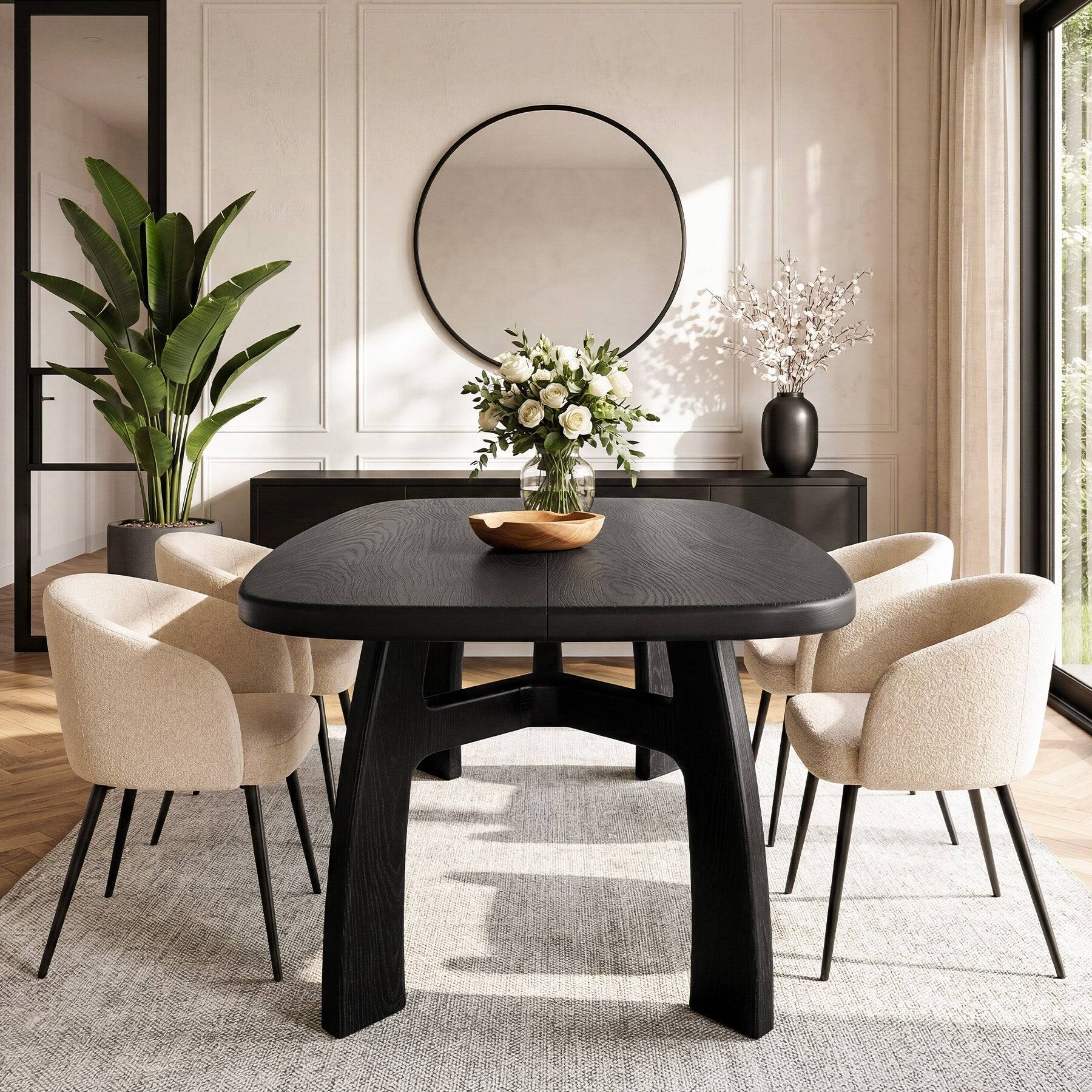 Tribesigns Solid Wood Dining Table with Rounded Tabletop Edges for ...