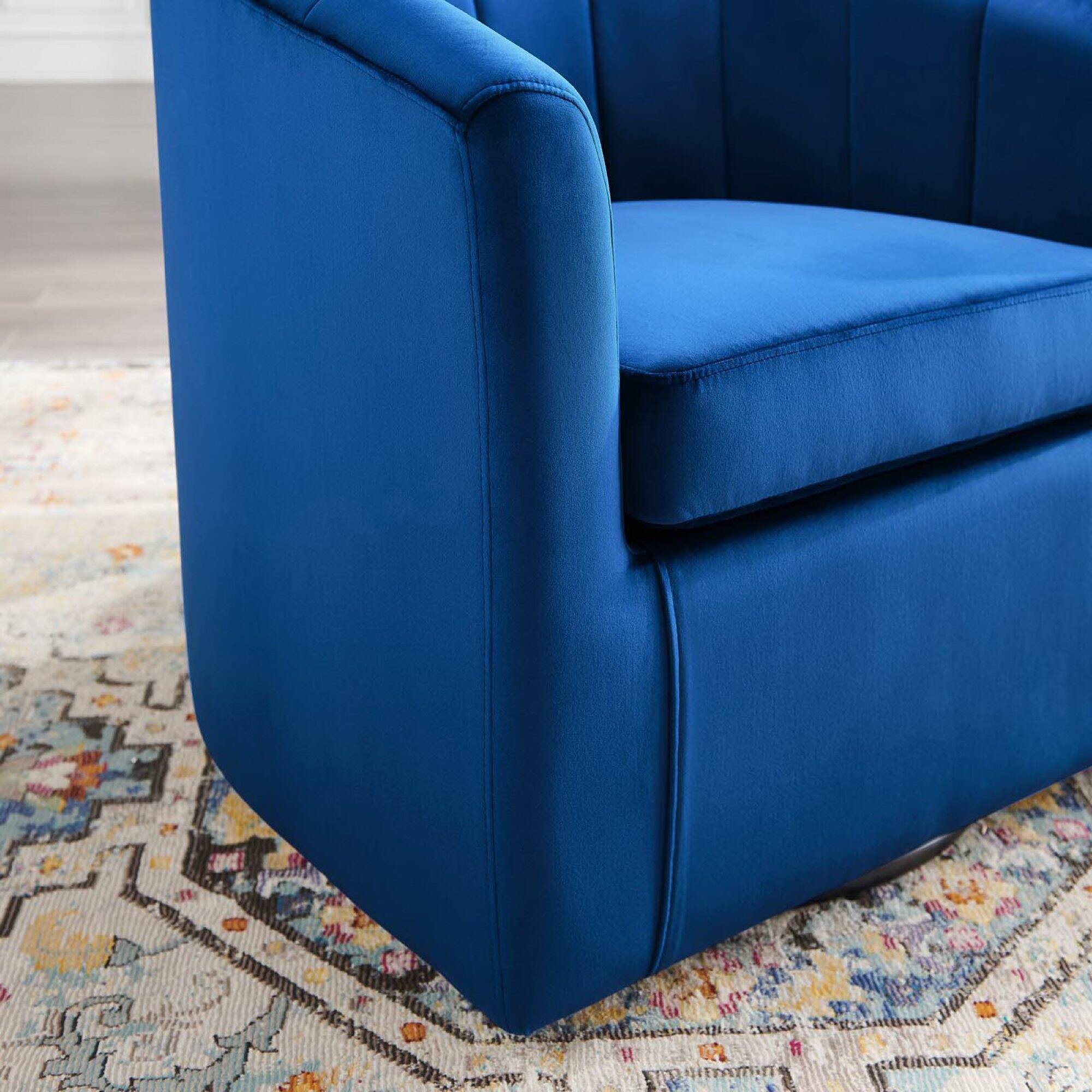 Alt View 4. Modway - Prospect Performance Velvet Swivel Armchair by Modway - Blue.