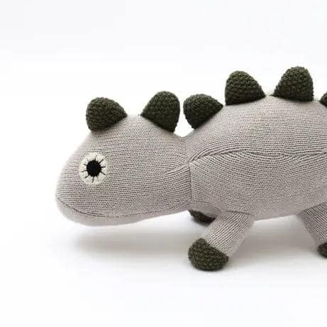 Siljoy - Knitted Stuffed Dinosaur Soft Toy, 35x13cm, Ice Grey, 100% Cotton & Polyester, Unique Spikes - Gray