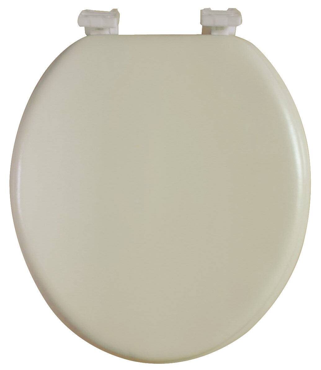 Front. J&V TEXTILES - Soft Round Toilet Seat With Easy Clean & Change Hinge, Padded - Beige.