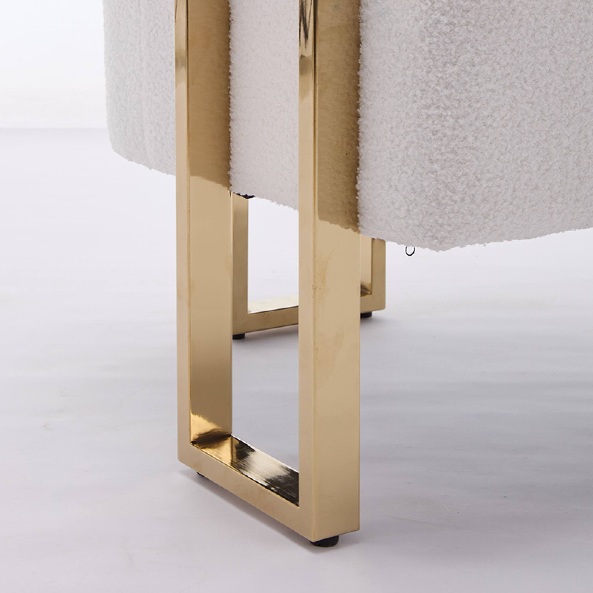 Alt View 7. GOODSILO - Modern Decorative Chair Set with Gold Metal Legs and Plush Upholstery for Living Room and Office - White+Gold.