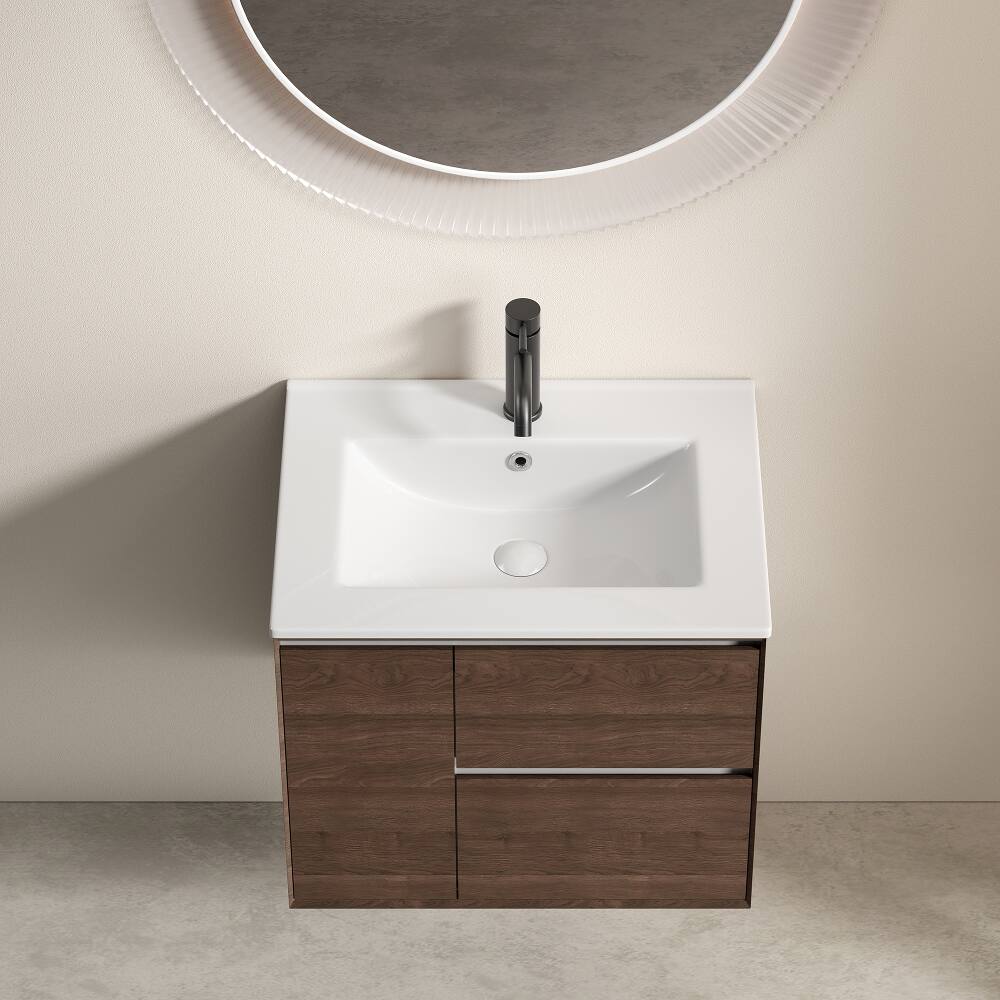 Back. Loheer - Loheer 24 inch Bathroom Vessel Sink Ceramic Vanity Top White - White.