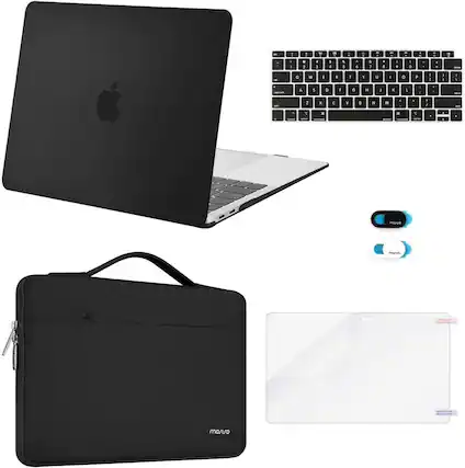 Front. mosiso - 5-in-1 MacBook Air 13 Case and Sleeve Kit A2337/A2179/A1932 - Black.