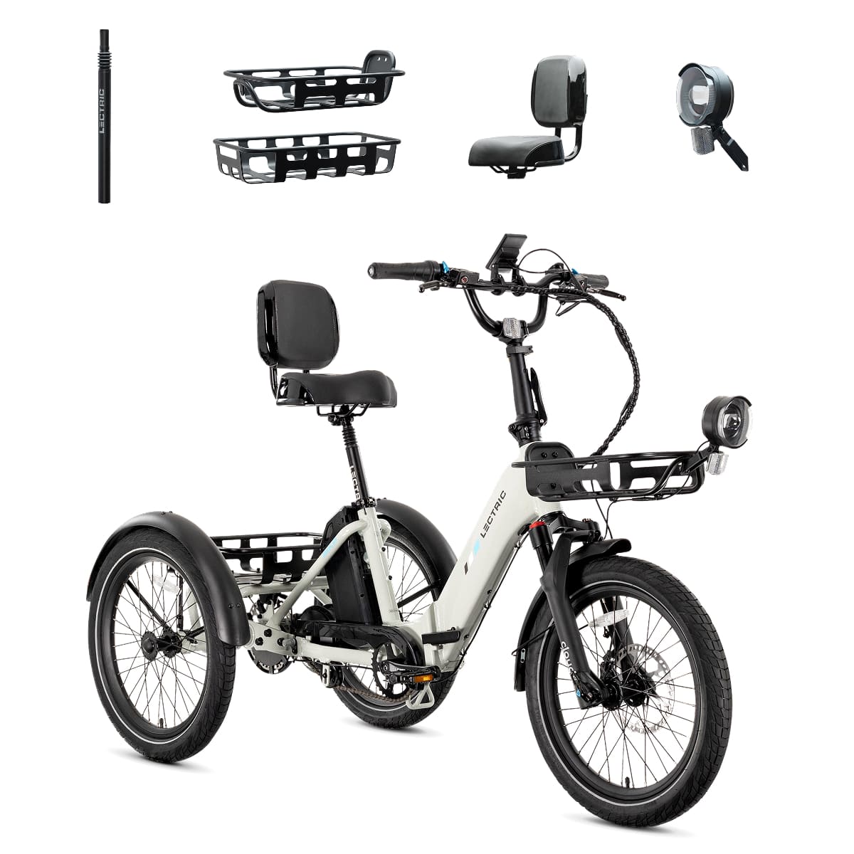 Lectric eBikes - XP Trike2 750 Foldable eBike (Max 70mi./17mph) +Cargo Package, Support Seat, Seat Post, & Elite Headlight - Stratus White price history on PriceWatchPro