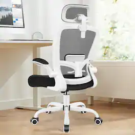 KERDOM - Ergonomic High Back Office Chair, Computer Chair with Adjustable Height, Lumbar Support Home Office Swivel Gaming Chair - White