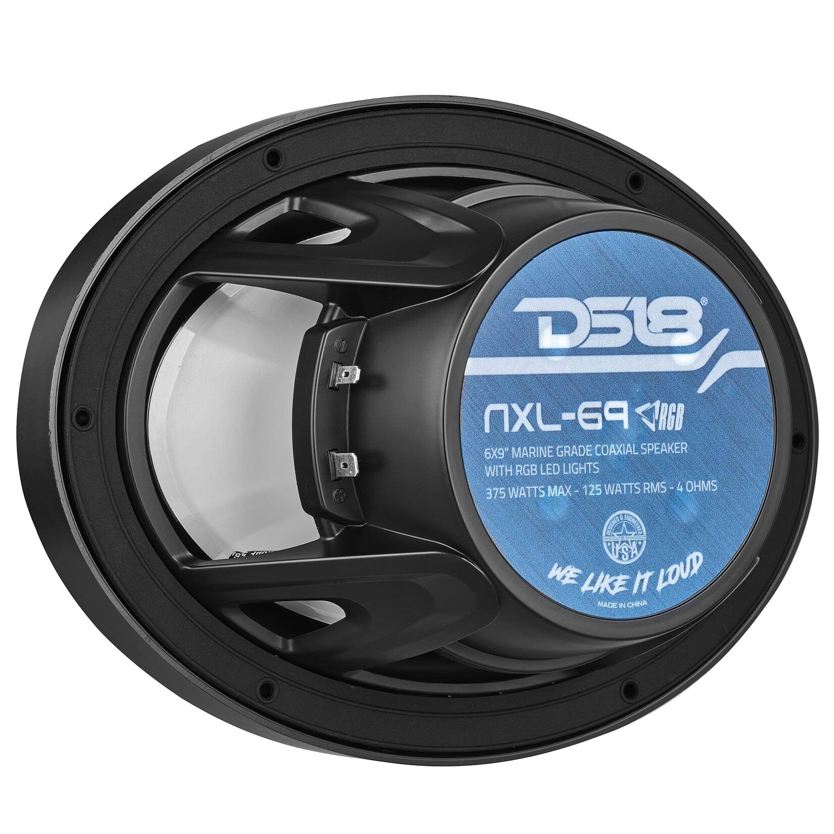 D518  
PD-JXN AGO 6X9" MARINE GRADE COAXIAL SPEAKER WITH RGB LED LIGHTS  
MAX-1 125 WATTS RMS OHMS 375 WATTS  
10%  
VASA WE LIKE IT LOUD  
MADE IN CHINA