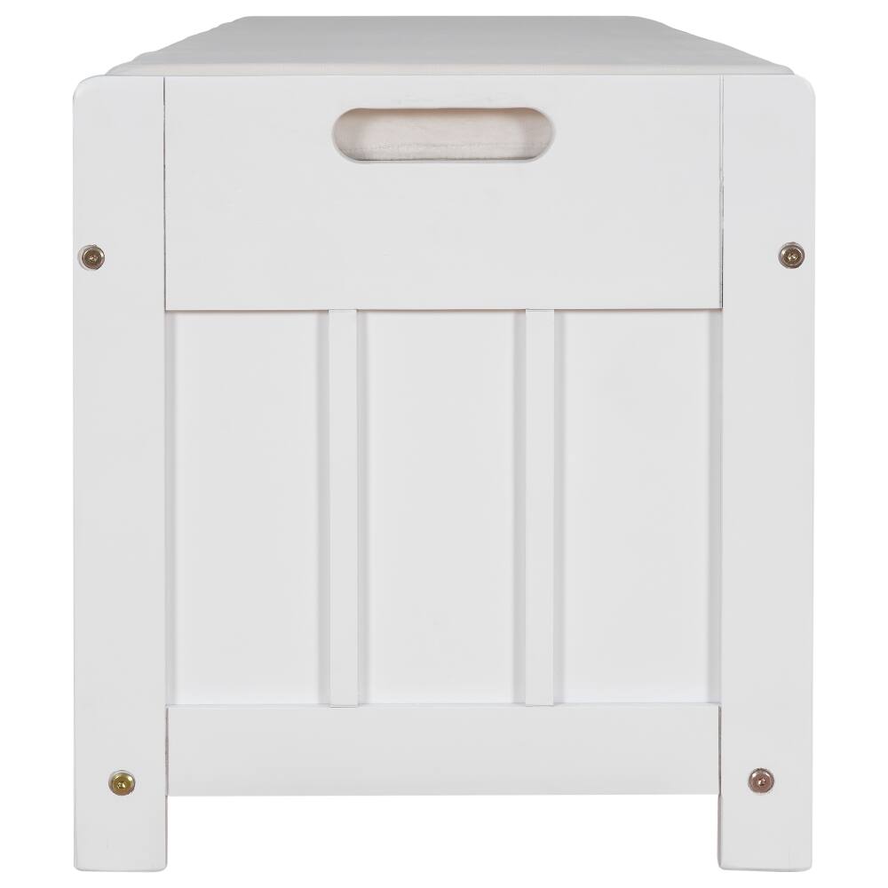 Alt View 7. Ropilly - Ropilly White Storage Bench with Cushion and Shutter Doors, Entryway Shoe Bench with Hidden Storage, 43.5 Inch - White.