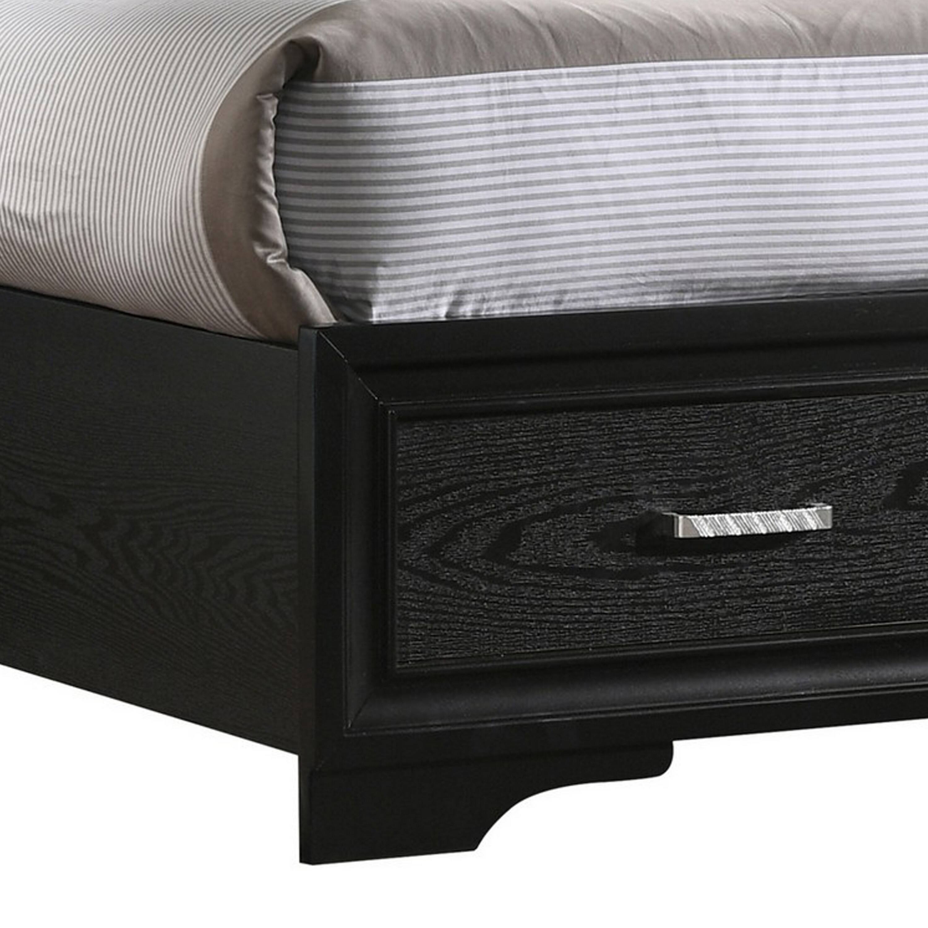 Alt View 3. Manhattan Lane - Vino Full Size Panel Bed with 2 Storage Drawers, Acrylic Glitter - Black, Silver.