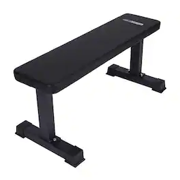 HolaHatha - Steel Frame Foam Padded Flat Freeweight Bench for Weight Training - Black