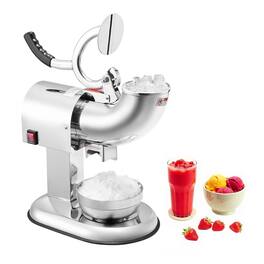 Glintex - Commercial Ice Crusher 440 lbs/hr, 350W 4-Blade Electric Snow Cone Maker with Bowl & Cover for Home & Business - Silver
