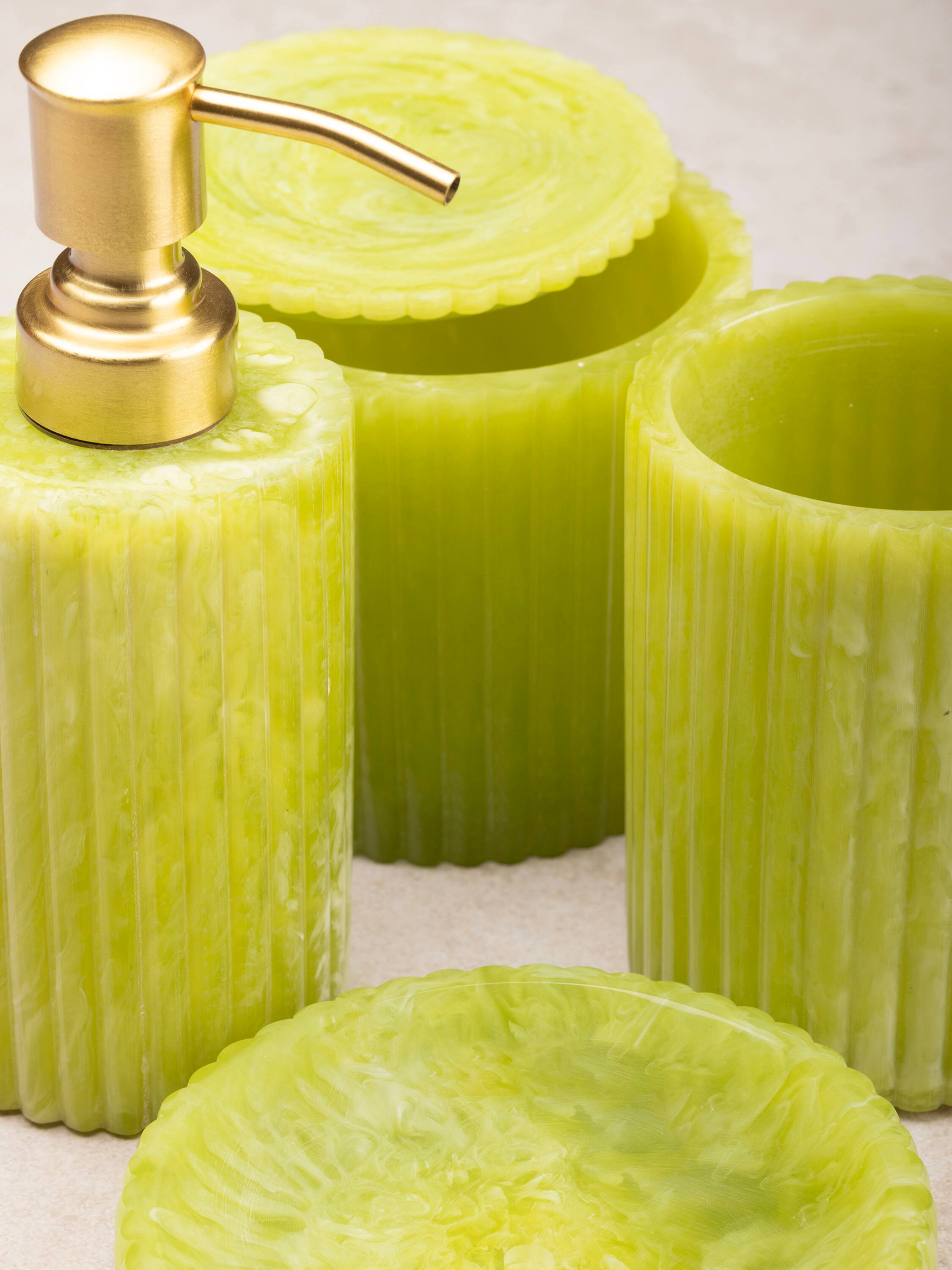 Left. GAURI KOHLI - Porto Bath Accessories - Mantis Green.