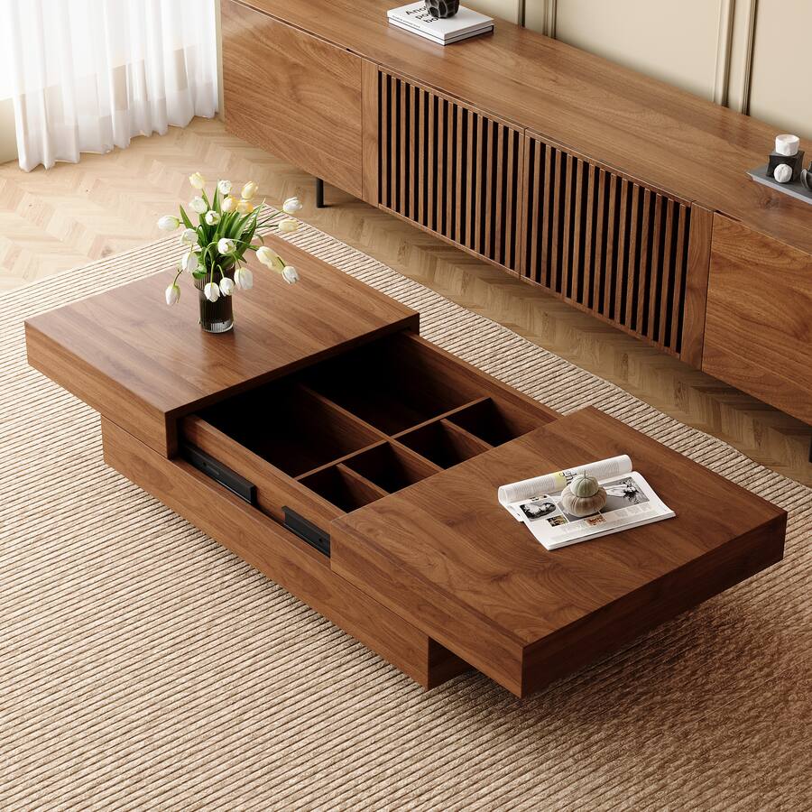 luck idea 47.2" Extendable Coffee Table with Hidden Storage Compartment ...