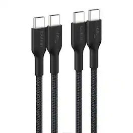 Belkin - BOOST↑CHARGE Braided PCR USB-C to USB-C Cable 1M 2-Pack - Black