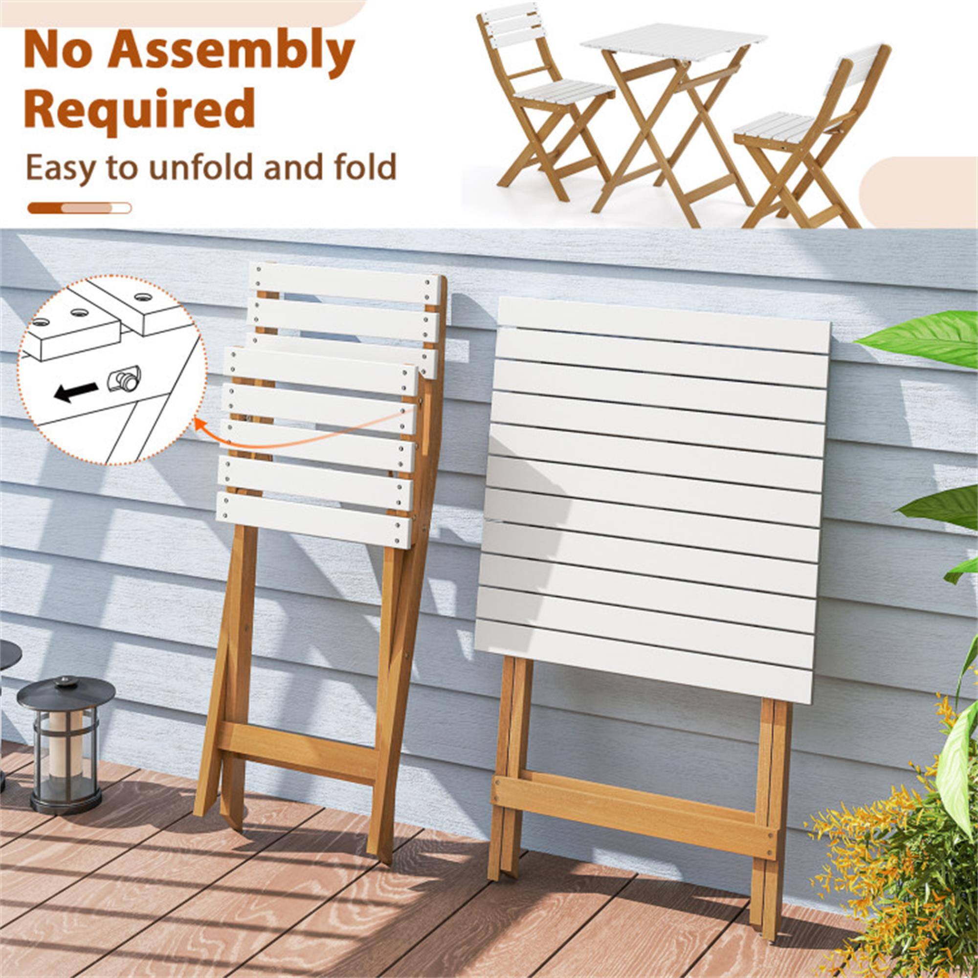 No Assembly Required  
Easy to unfold and fold