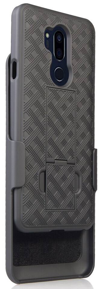 Alt View 5. Nakedcellphone - Case with Stand and Belt Clip Holster for LG G7 ThinQ Phone - Black.