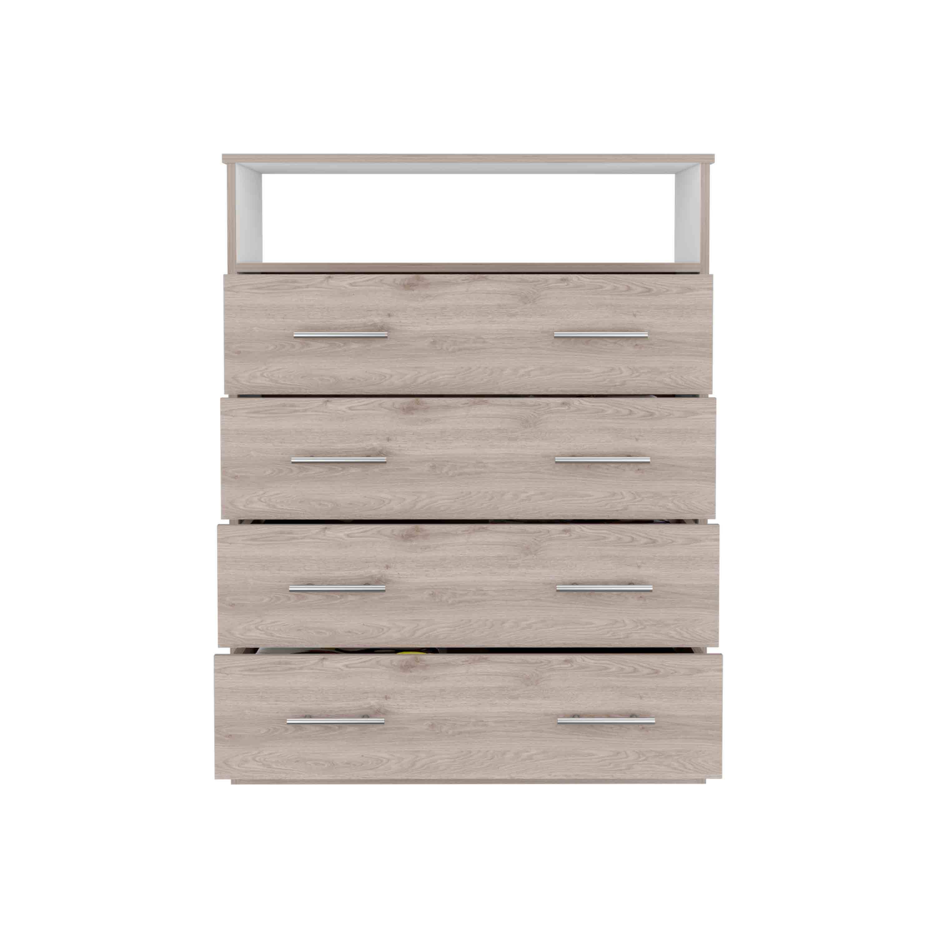 Alt View 2. TinyHomie - Four Drawer Dresser Superior Top One Open Shelf Light Gray / White - Multicolor.