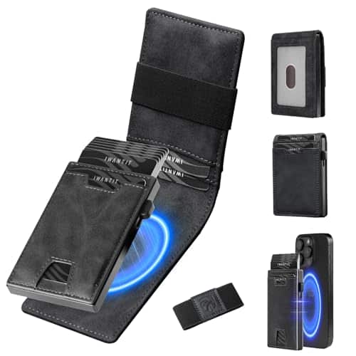 Vulpecula Spade - 3 in 1 Magsafe Wallet Men: Bifold Wallet + Magnetic Wallet for iPhone - Detachable Cash Strap, Smart Pop Up Card Holder - Classic Grey