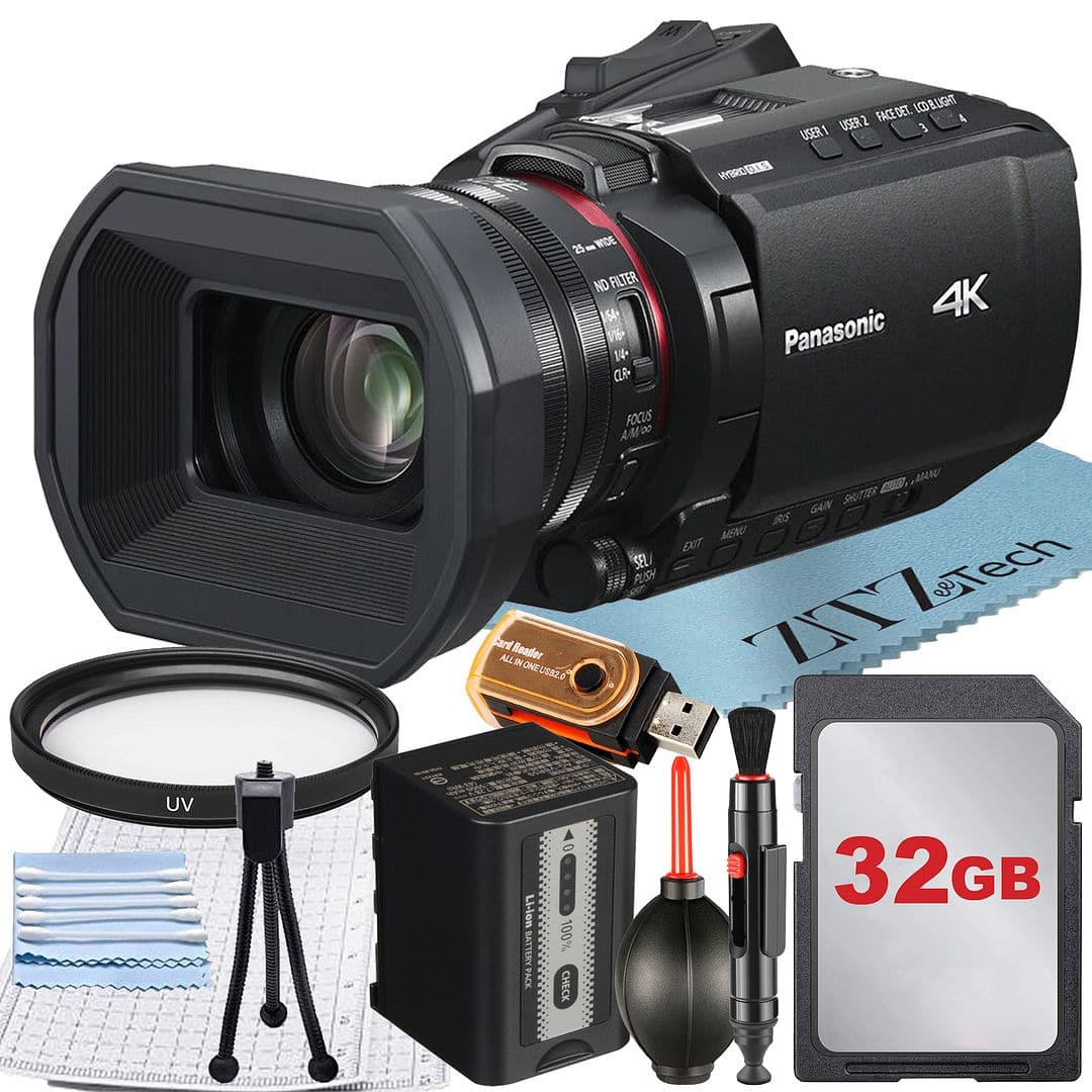 Bundle - Panasonic - HC-X1200 Camcorder UHD 4K HDMI + 32GB Card + UV Filter + ZeeTech - Black