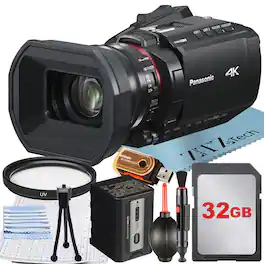 Bundle - Panasonic - HC-X1200 Camcorder UHD 4K HDMI + 32GB Card + UV Filter + ZeeTech - Black