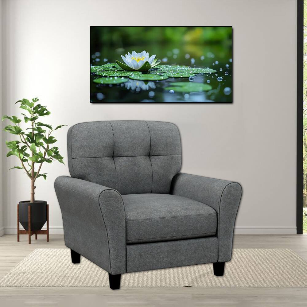 Hivvago - Stylish Fabric Armchair with Durable Rubber Wood Support - Gray