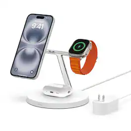 Belkin - BoostCharge Pro 3-in-1 Wireless Charger with MagSafe Charging, 15W - White