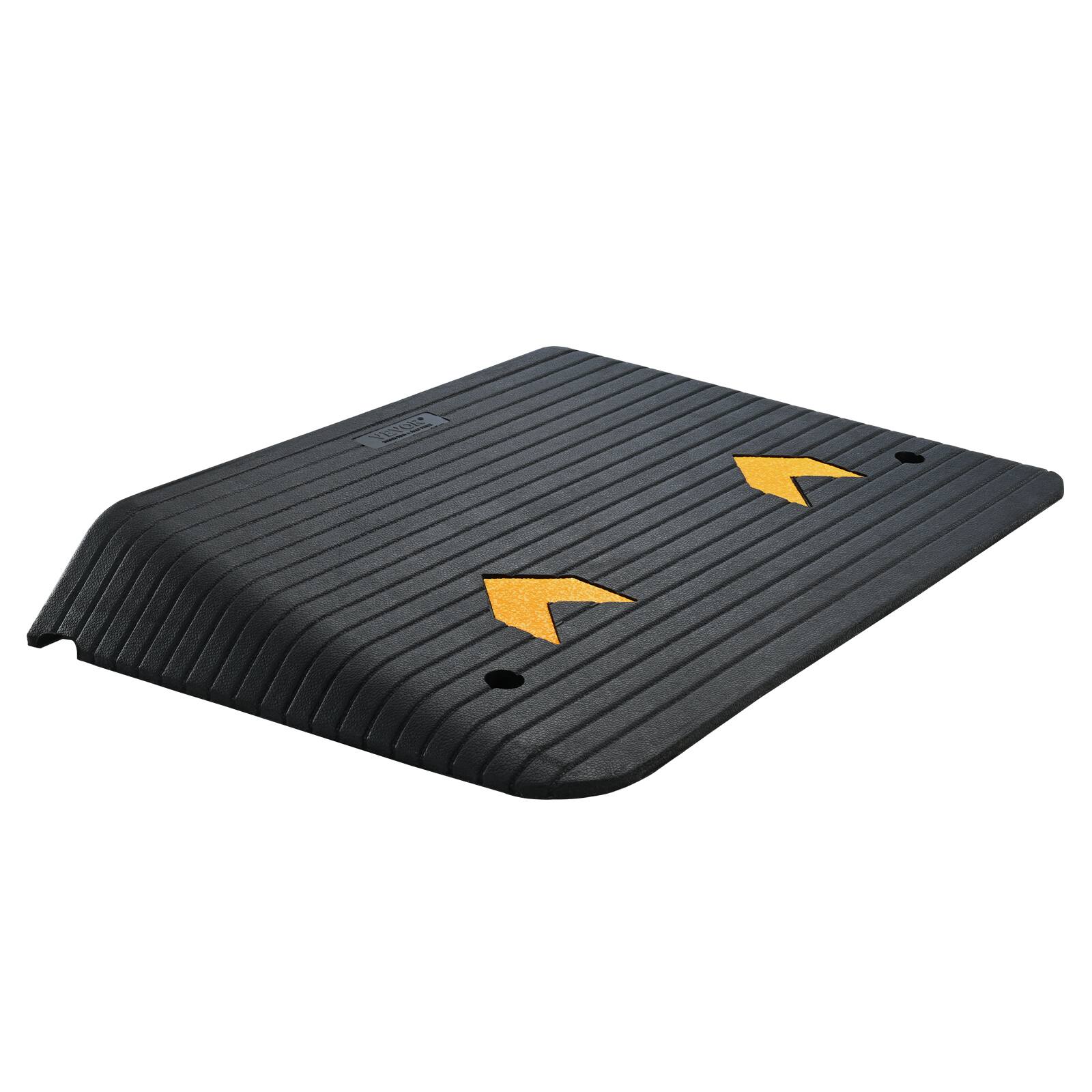 Alt View 5. VEVOR - Upgraded Rubber Threshold Ramp, 4" Rise Door Ramp with 1 Channel, Natural Rubber Car Ramp with Non-Slip Textured Surface - Black.