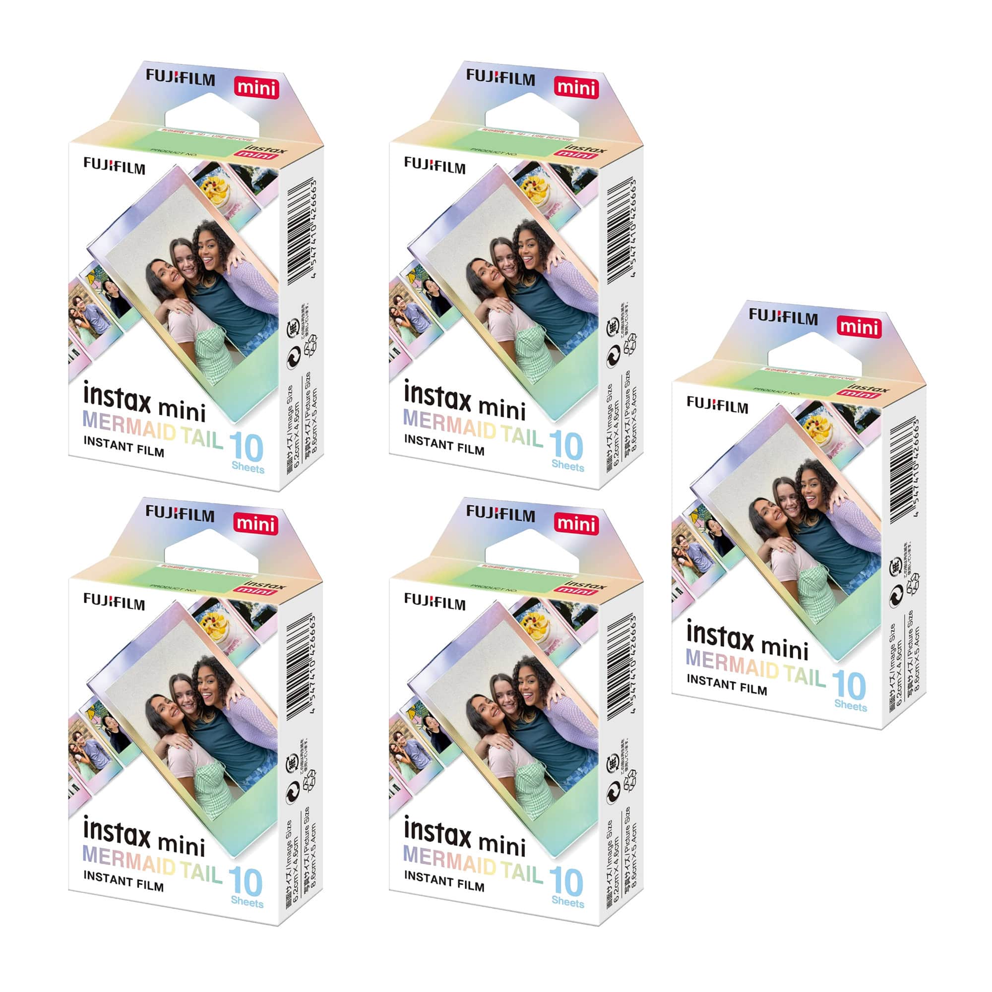 Fujifilm - Instax Mini Mermaid Tail Film, Glitter Styles (10 Exposures) 5-Pack