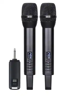 Cluzine - Wireless Dual Handheld Microphone System with DSP, Noise Reduction, 20M Range for Karaoke, Stage
