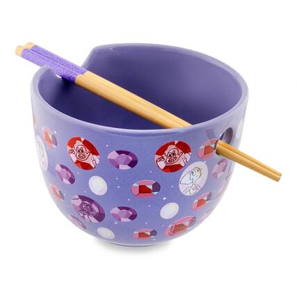 Front. Silver Buffalo - Steven Universe Crystal Gems 20-Ounce Ceramic Ramen Bowl and Chopstick Set - Purple.