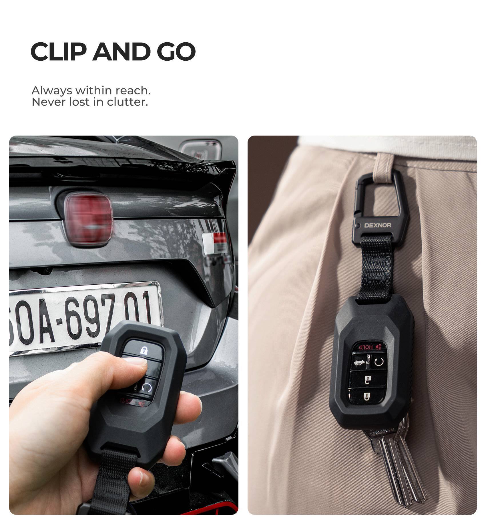 CLIP AND GO  
Always within reach.  
Never lost in clutter.  

DEXNOR OA-69701  
01 HOD 4 4 9 U