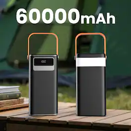 UMLO - TK-DX206, 60000mAh Large Capacity Portable Power Bank, 22.5W Fast Charging, for Phones, Tablets, Outdoor Trips - Black