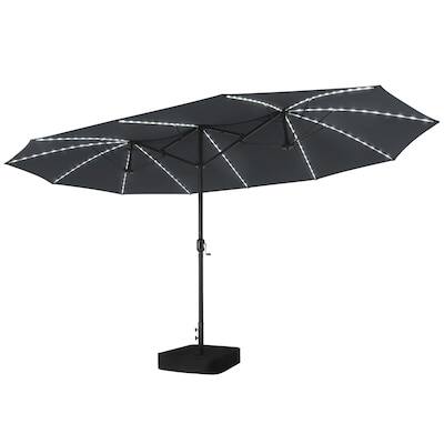 Alt View 8. Crestlive Products - Crestlive Products 15 x 9 FT Solar Light Double-Sided Patio Outdoor Umbrella Tilting Waterproof Metal Pole Base Included - dark gray.