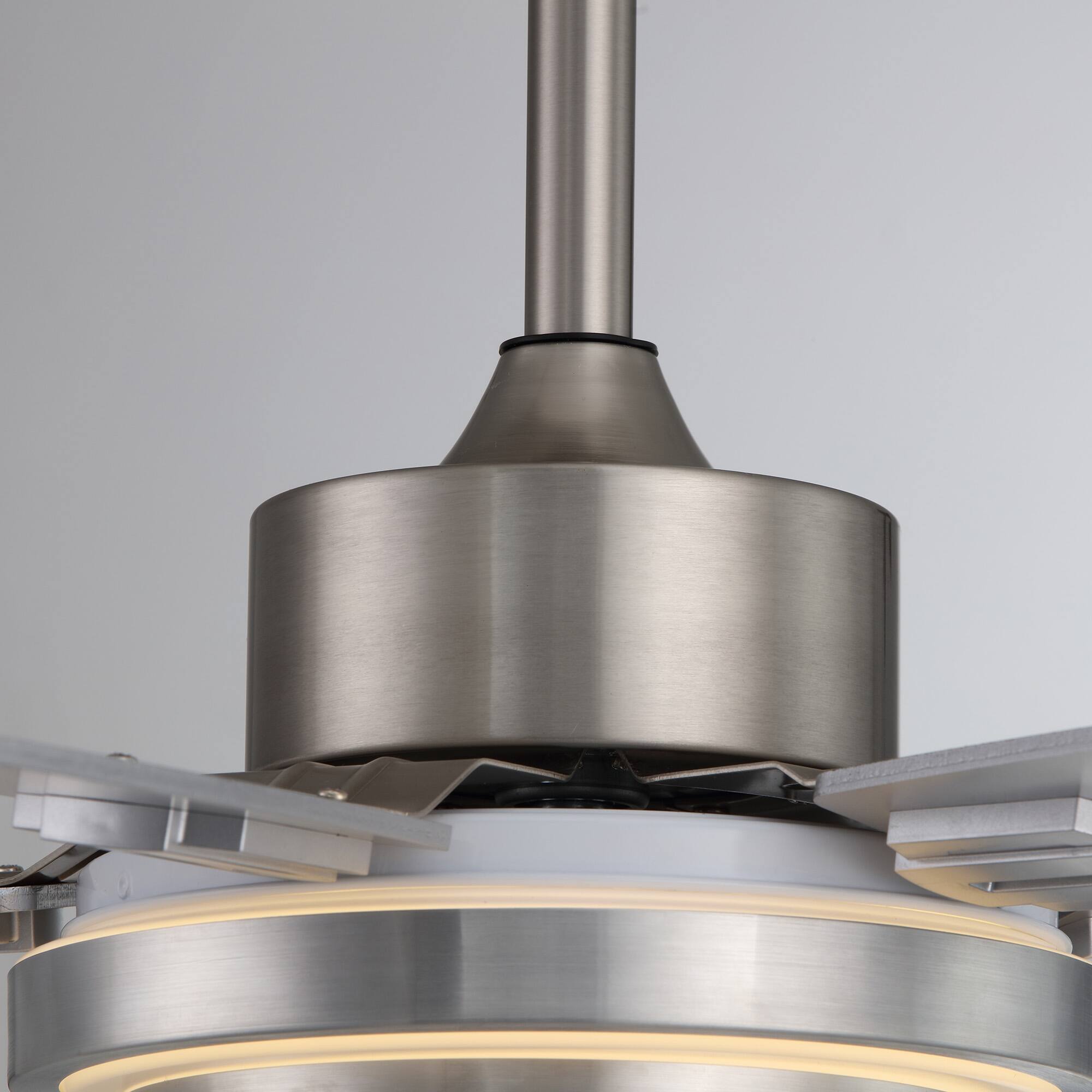 Alt View 7. Siljoy - 52-in Nickel Ceiling Fan with Nickel or Oak Color Blades Ceiling Fan With Light-Remote Included - Nickel.