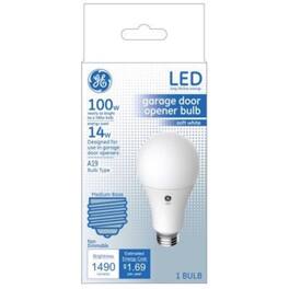 GE - A19 E26 (Medium) LED Garage Door Bulb Soft White 100 Watt Equivalence 1 pk