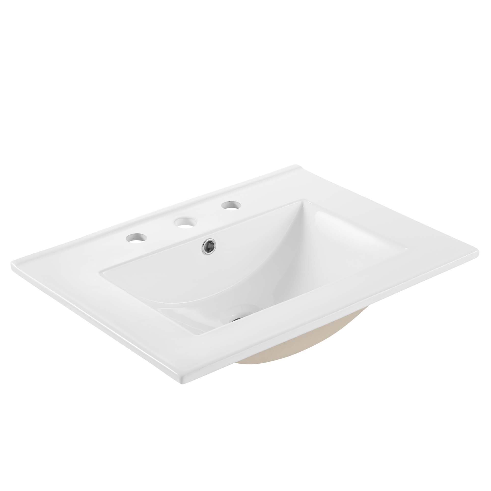 Alt View 7. Modway - Maybelle Wall-Mount Bathroom Vanity Basin Included - White White.