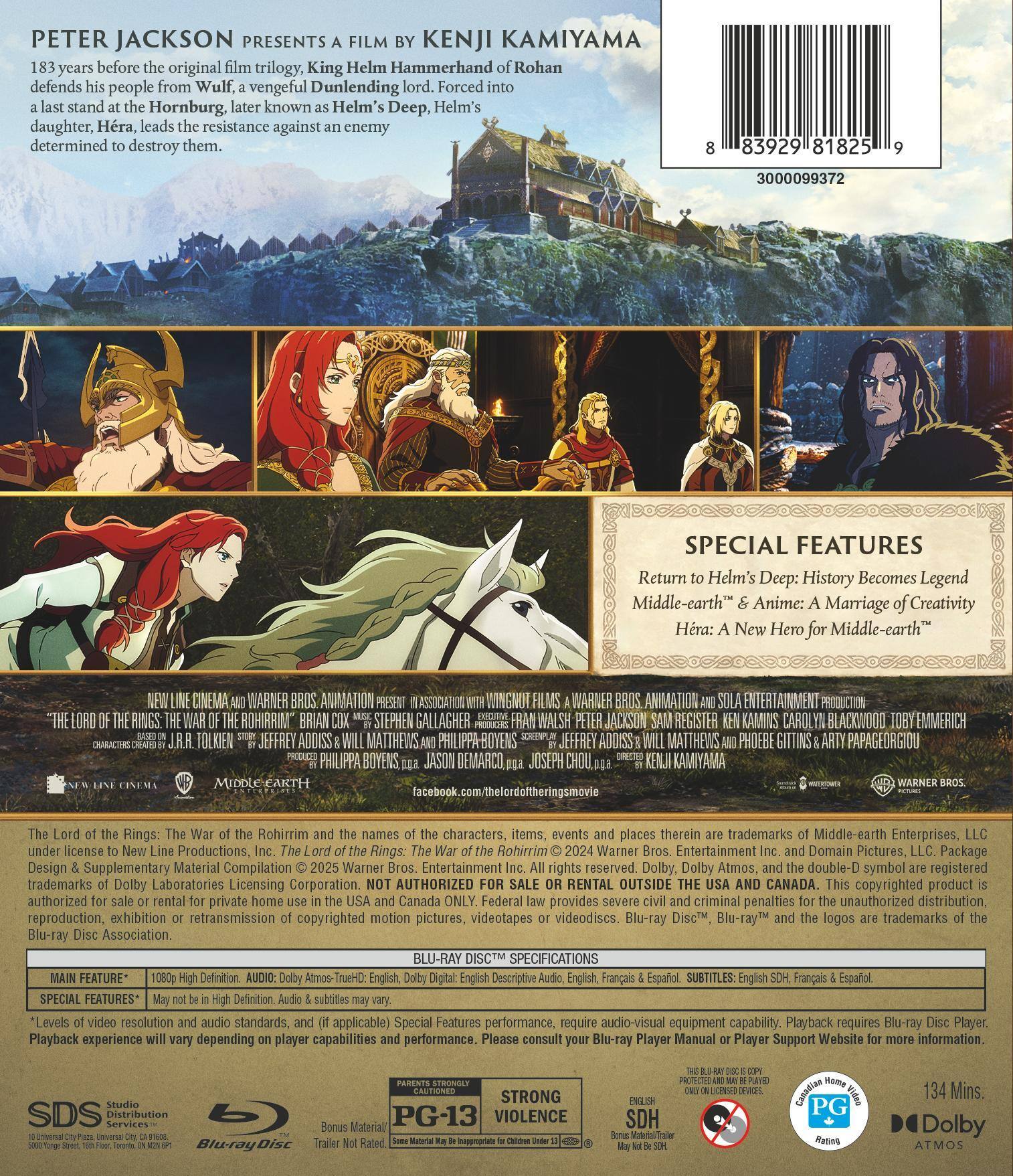 Back. The Lord Of The Rings: The War Of The Rohirrim [Blu-ray].