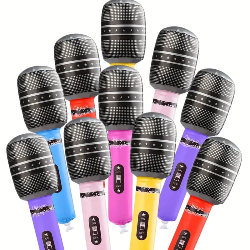Auledio - 10pcs Inflatable Microphones for Parties,Simulation Blow up Microphone Props Toys for Concert Birthday Party Supplies