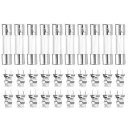 Unique Bargains - Glass Tube Fuses, 5x20mm 1A 250V Quick Fast Blow Glass Cartridge Tube Fuse with 20pcs Safety Clip 10pcs