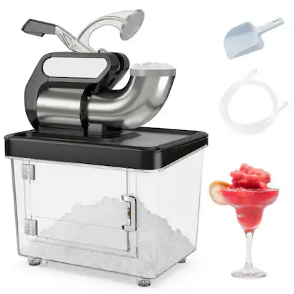 Front. LUCKY ONE - Commercial Ice Crusher 660 lbs/h with Dual Blades & 10 Gal Storage - Black.
