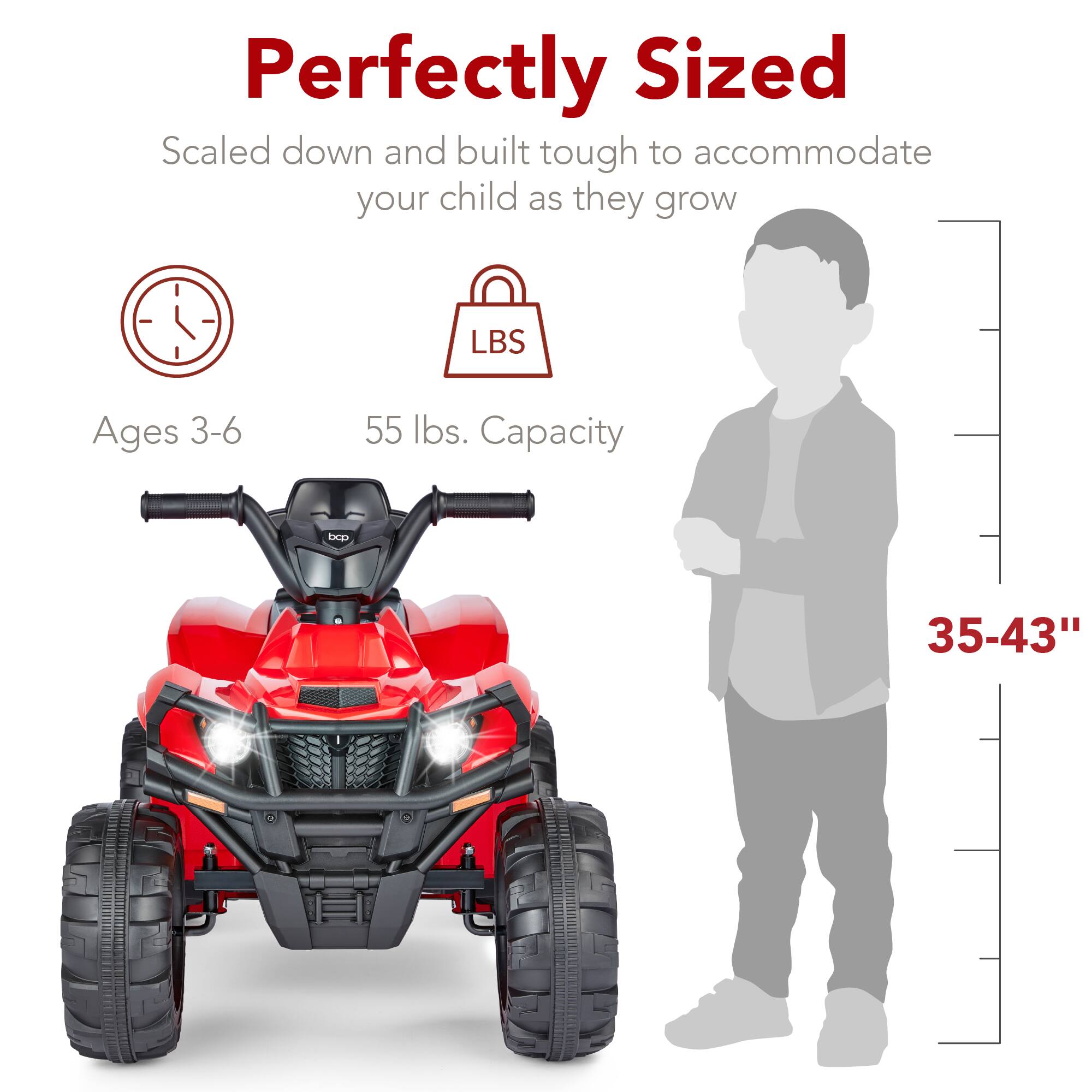 Perfectly Sized  
Scaled down and built tough to accommodate your child as they grow  
Ages 3-6  
55 lbs. Capacity  
Height: 35-43"