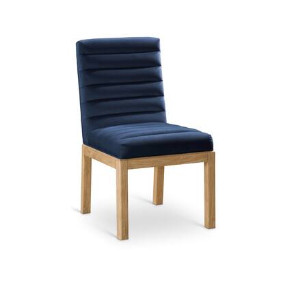 Front. Meridian Furniture - Evelyn Navy Velvet Dining Chair - Blue.