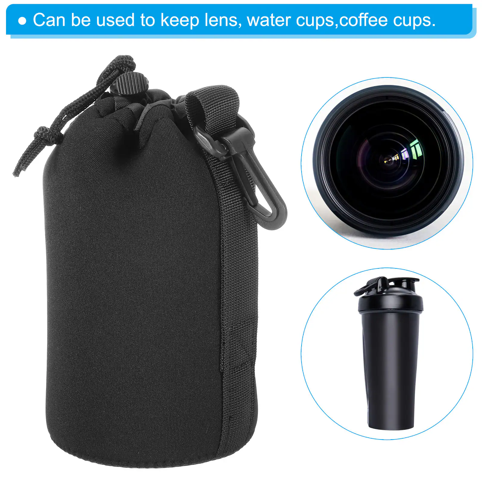Can be used to keep lens, water cups, coffee cups.