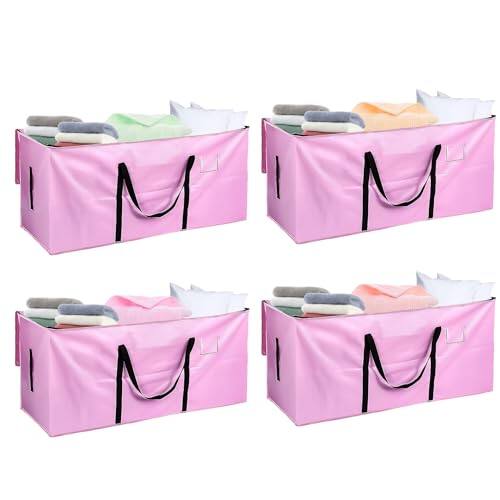 Front. ESBANY - 66 Gallon Extra Large Moving Bags - Heavy Duty Storage Bags with Zipper & Strong Handles, Pink Packing Bag for Moving, - Pink-4 Pcs.